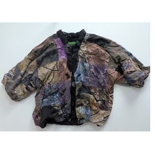 Kusnadi Patchwork Jacket Womens OS Multicolor Excellent Batik Rayon Toggle Art